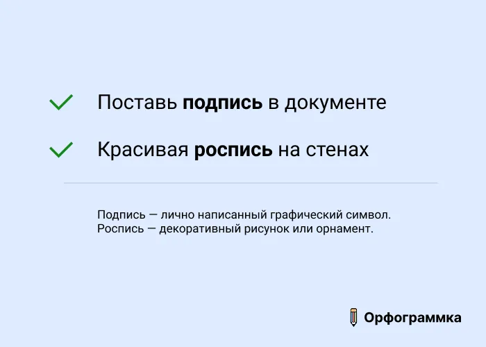 Подпись и роспись: разница